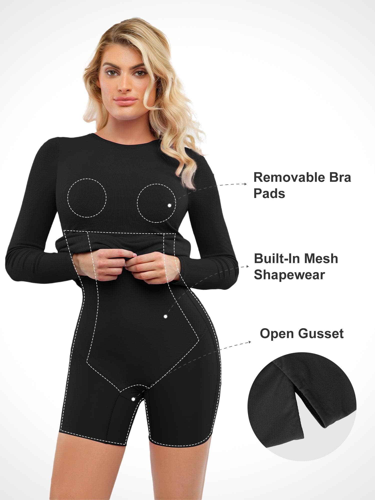Popilush Shapewear Modal Long Sleeve Crew Neck Slimming Midi Dress - Image 13