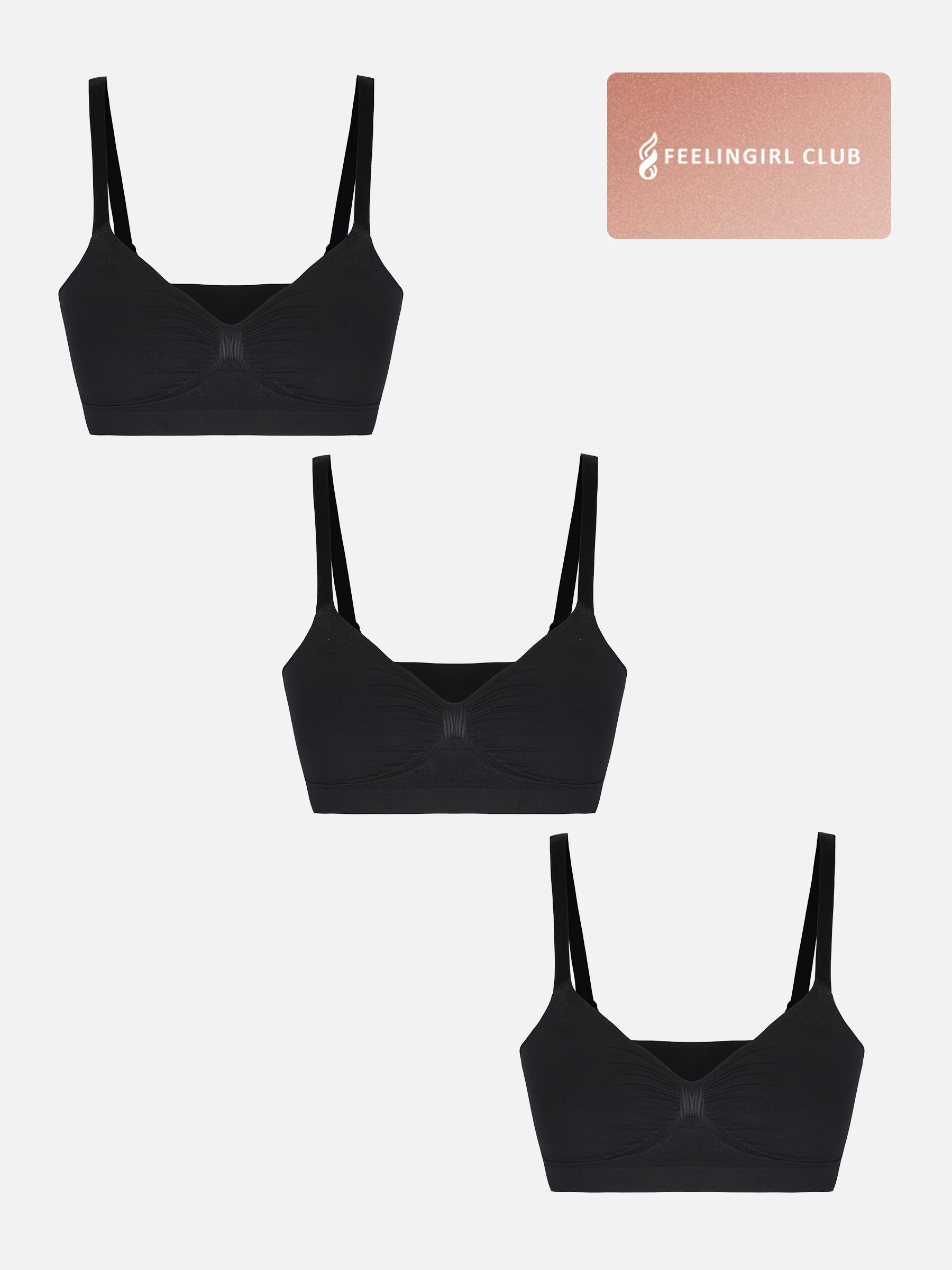 Feelingirl 3-Pack Seamless Smooth Wireless Bra Bundle - Image 3