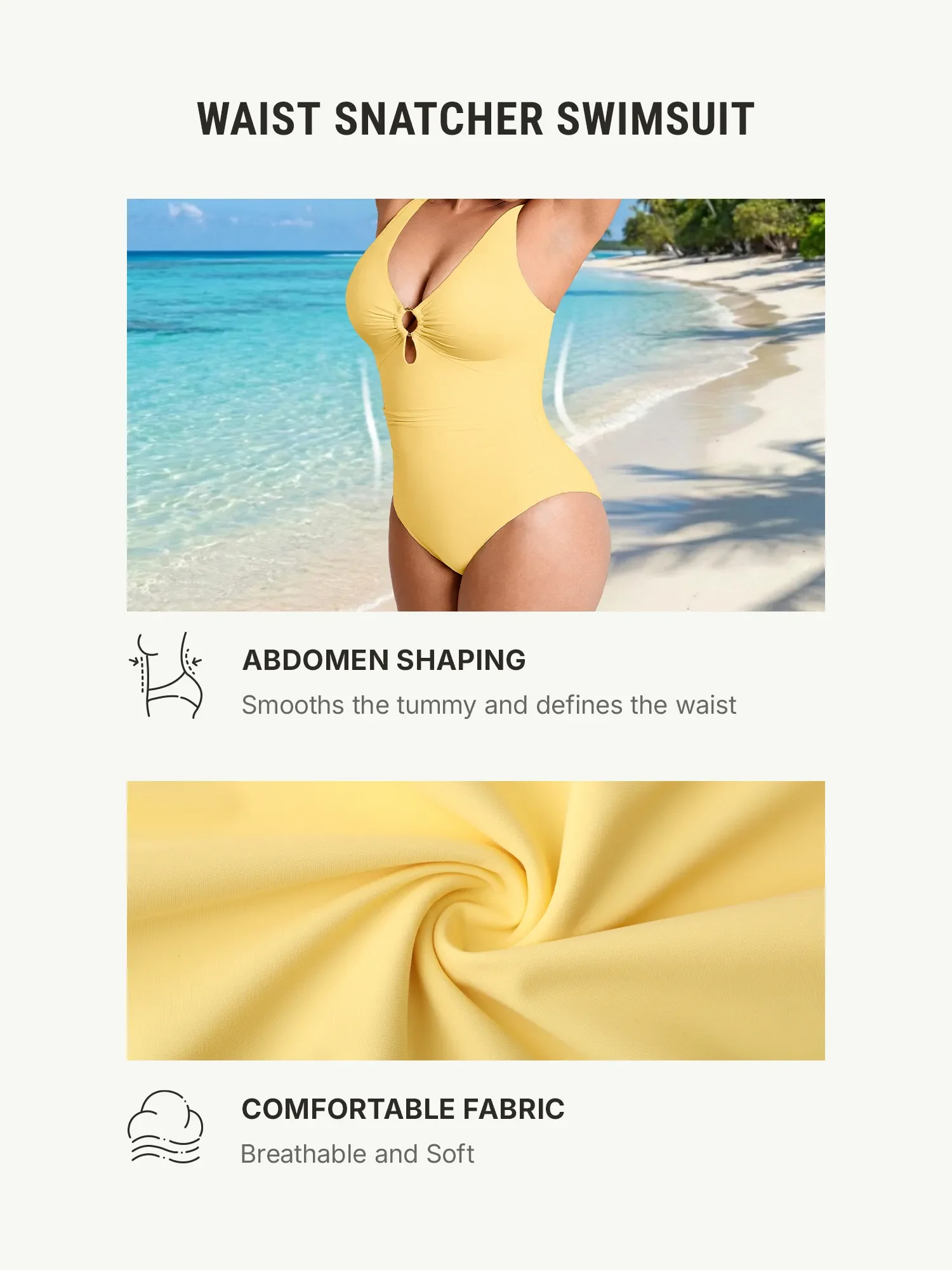 Feelingirl Deep V Metal Ring Ruched Sculpting Swimsuit [BOGO] - Image 12