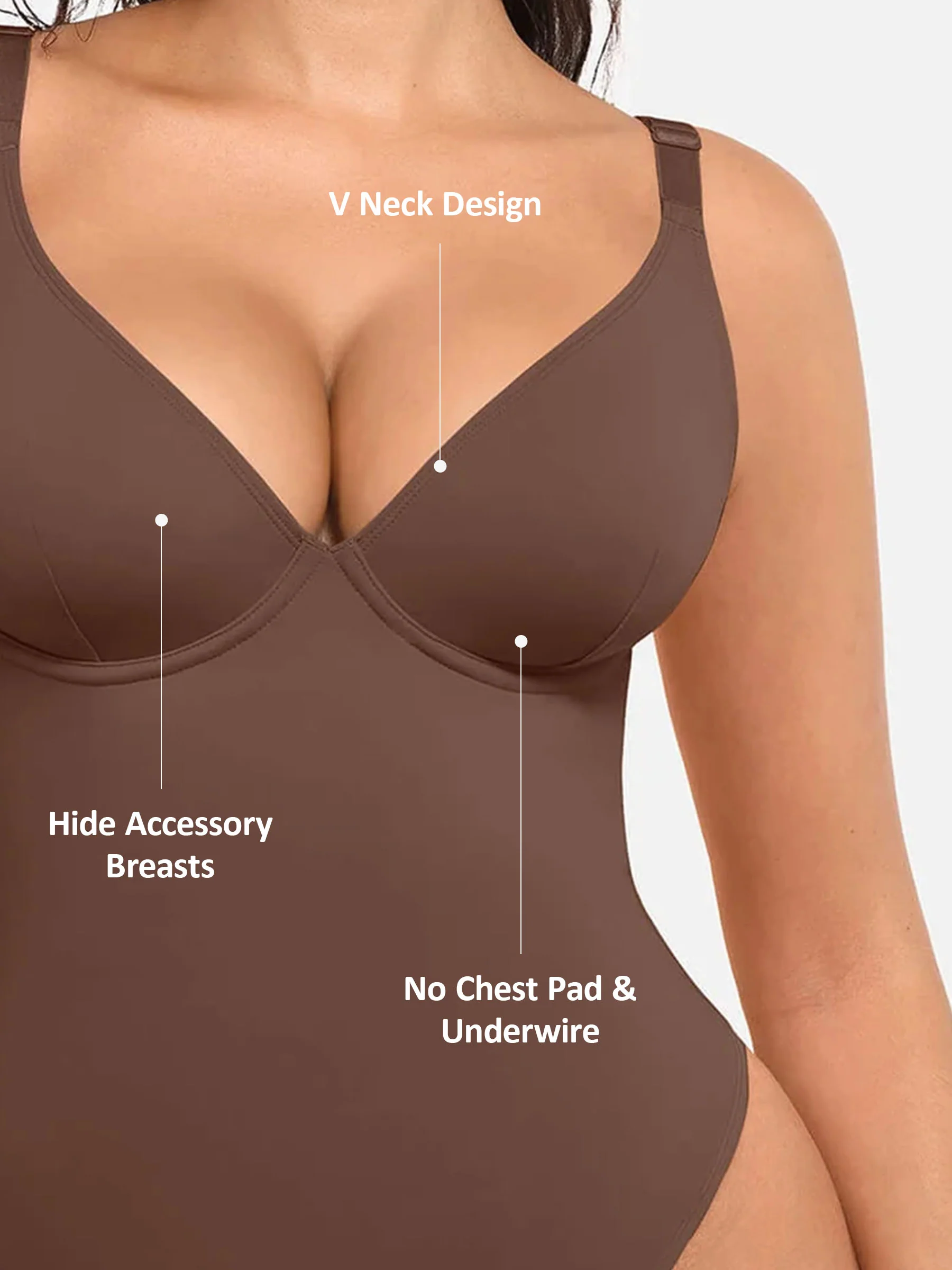 Feelingirl Deep V Neck Tummy Control Shapewear Bodysuit - Image 37