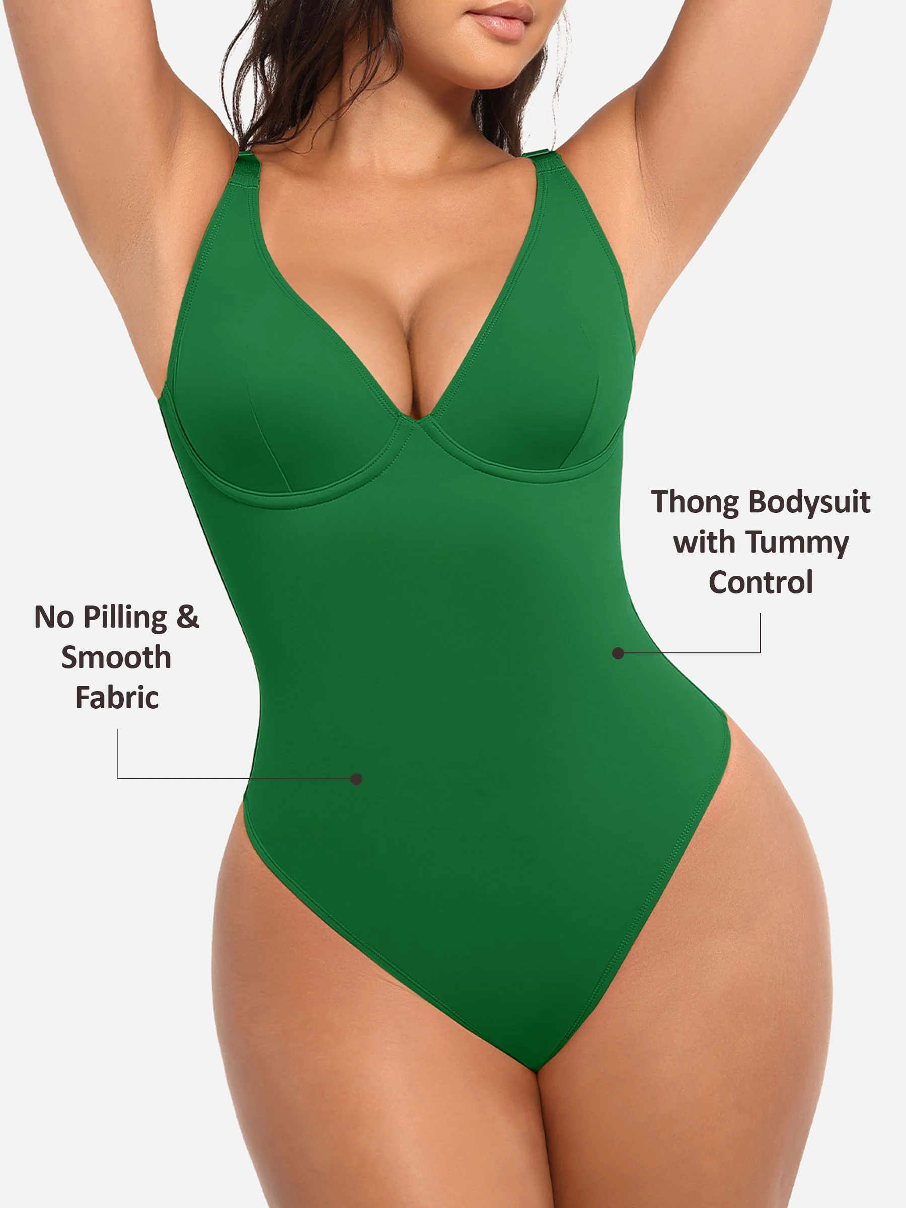 Feelingirl Deep V Neck Tummy Control Shapewear Bodysuit - Image 92