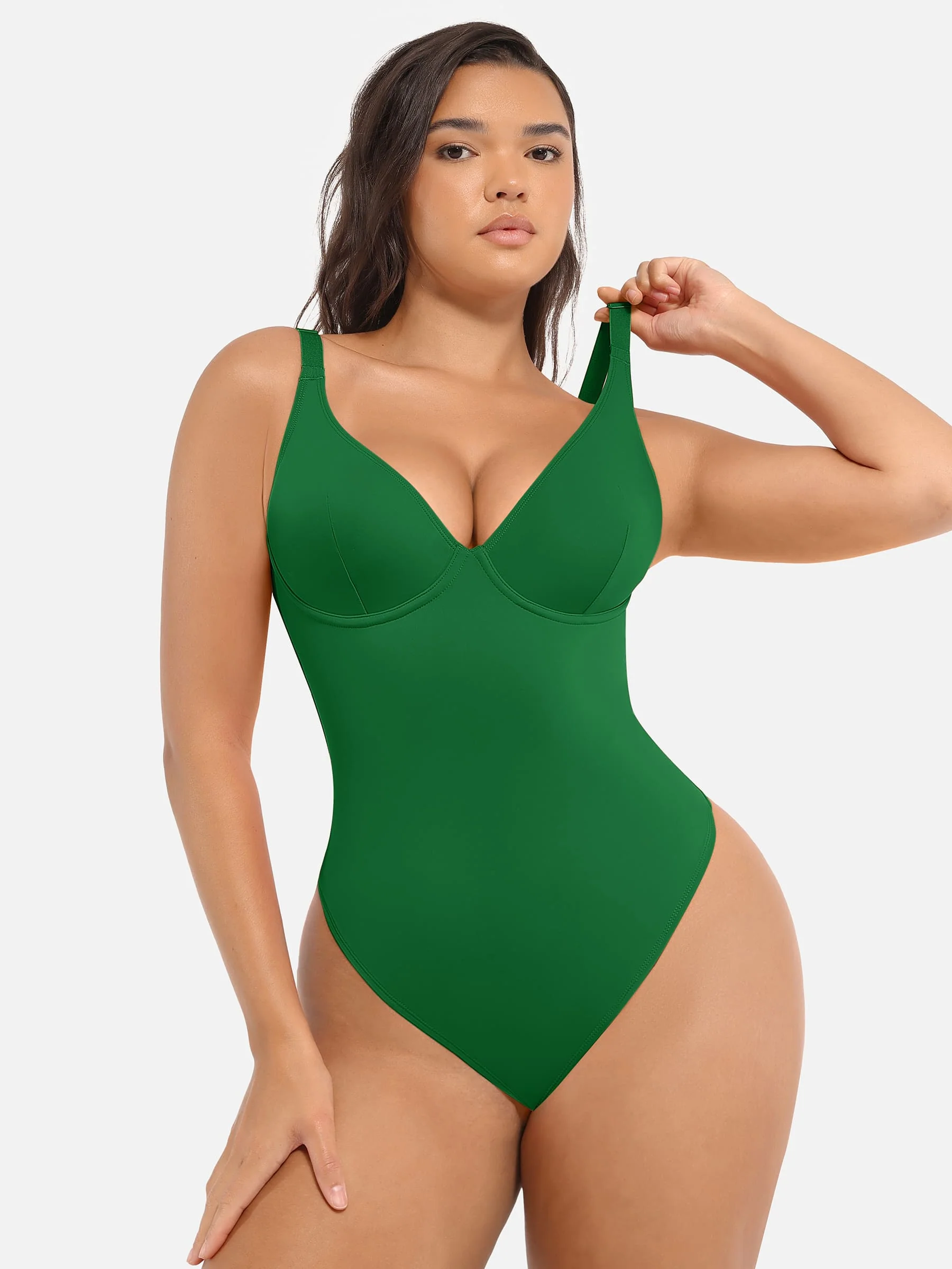 Feelingirl V Neck Tummy Control Shaping Bodysuit - Image 110