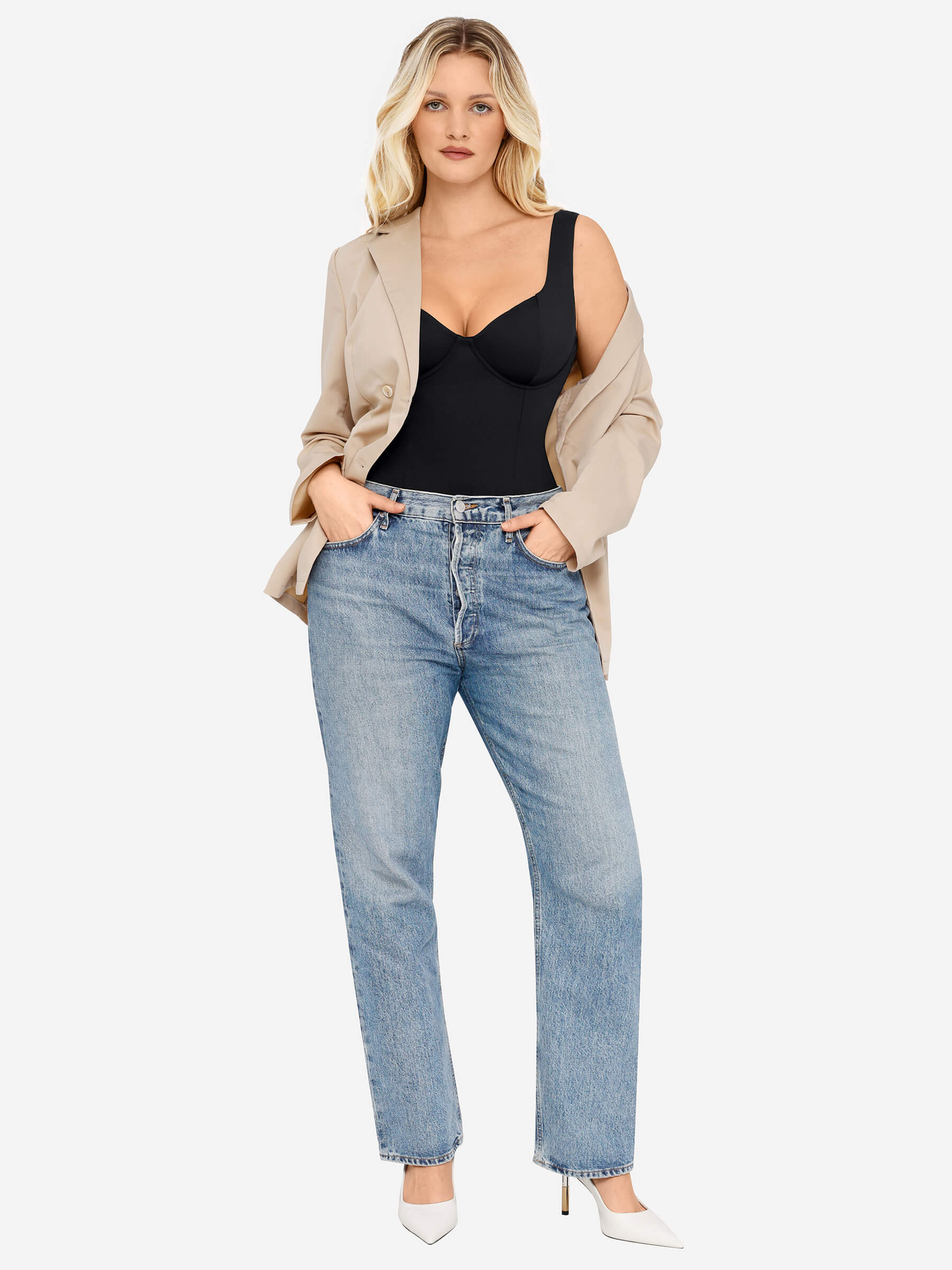 Feelingirl Full Body Wide Strap V-Neck Bodysuit [BOGO] - Image 13