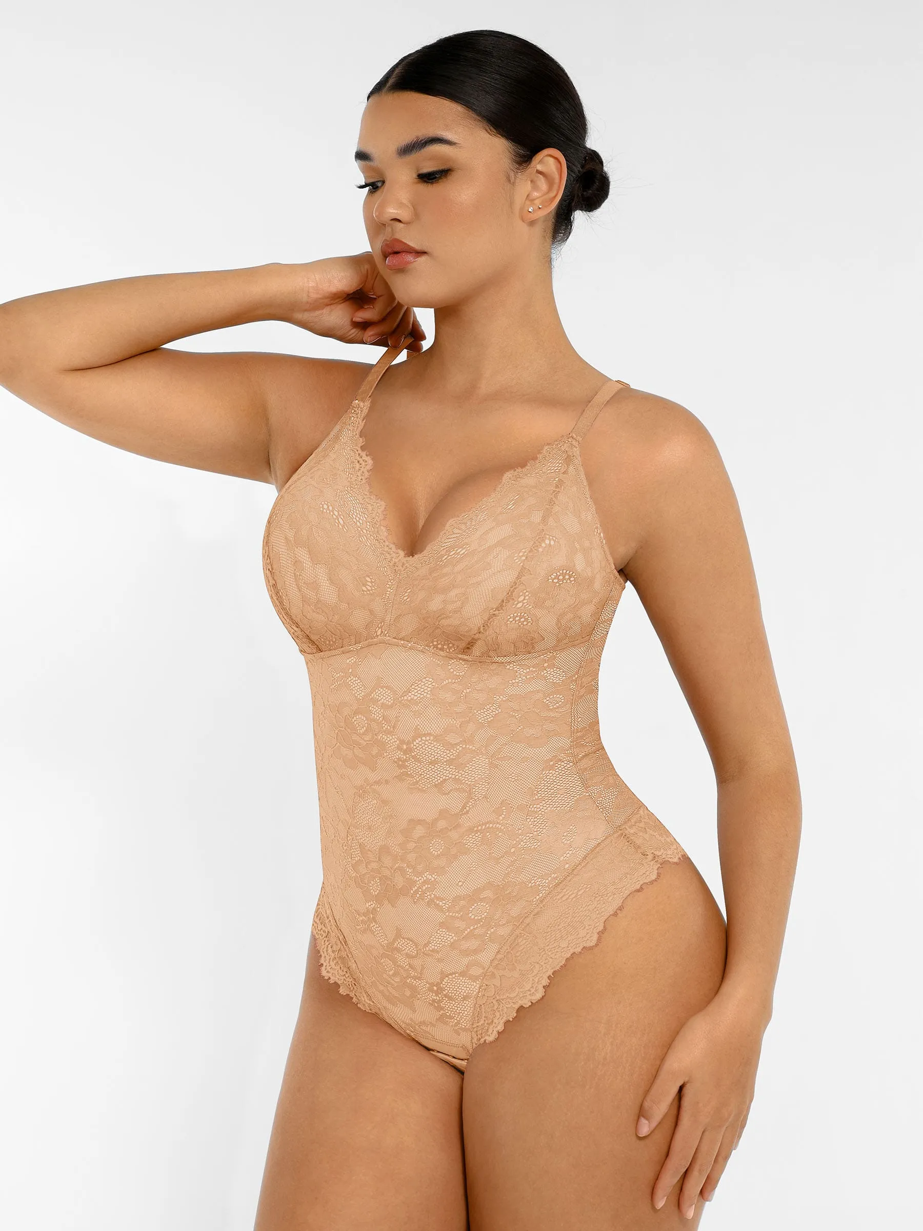 Feelingirl Lace V Neck Full Bodysuit - Image 60