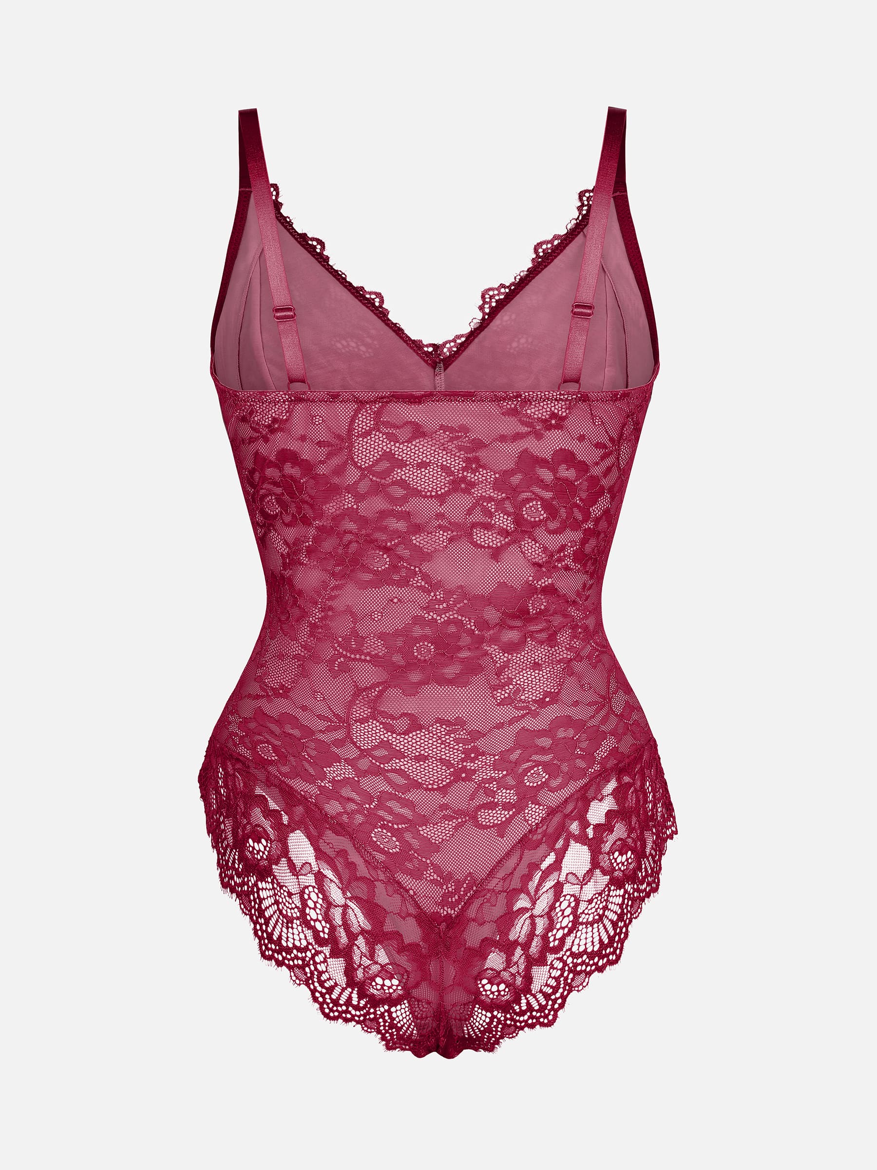 Feelingirl Lace V Neck Full Thong Bodysuit - Image 39