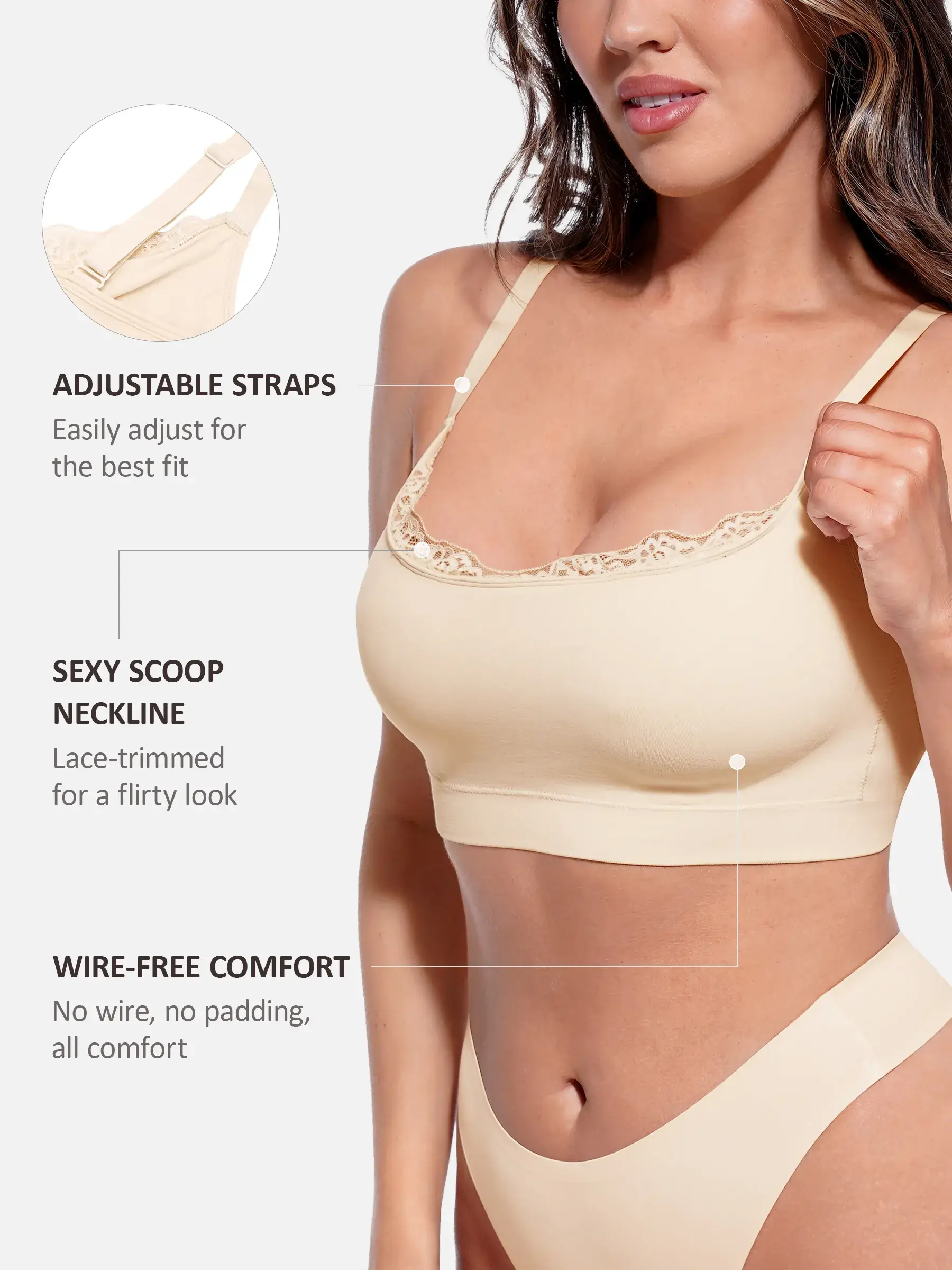 Feelingirl No Underwire Seamless Lace Everyday Bra - Image 3