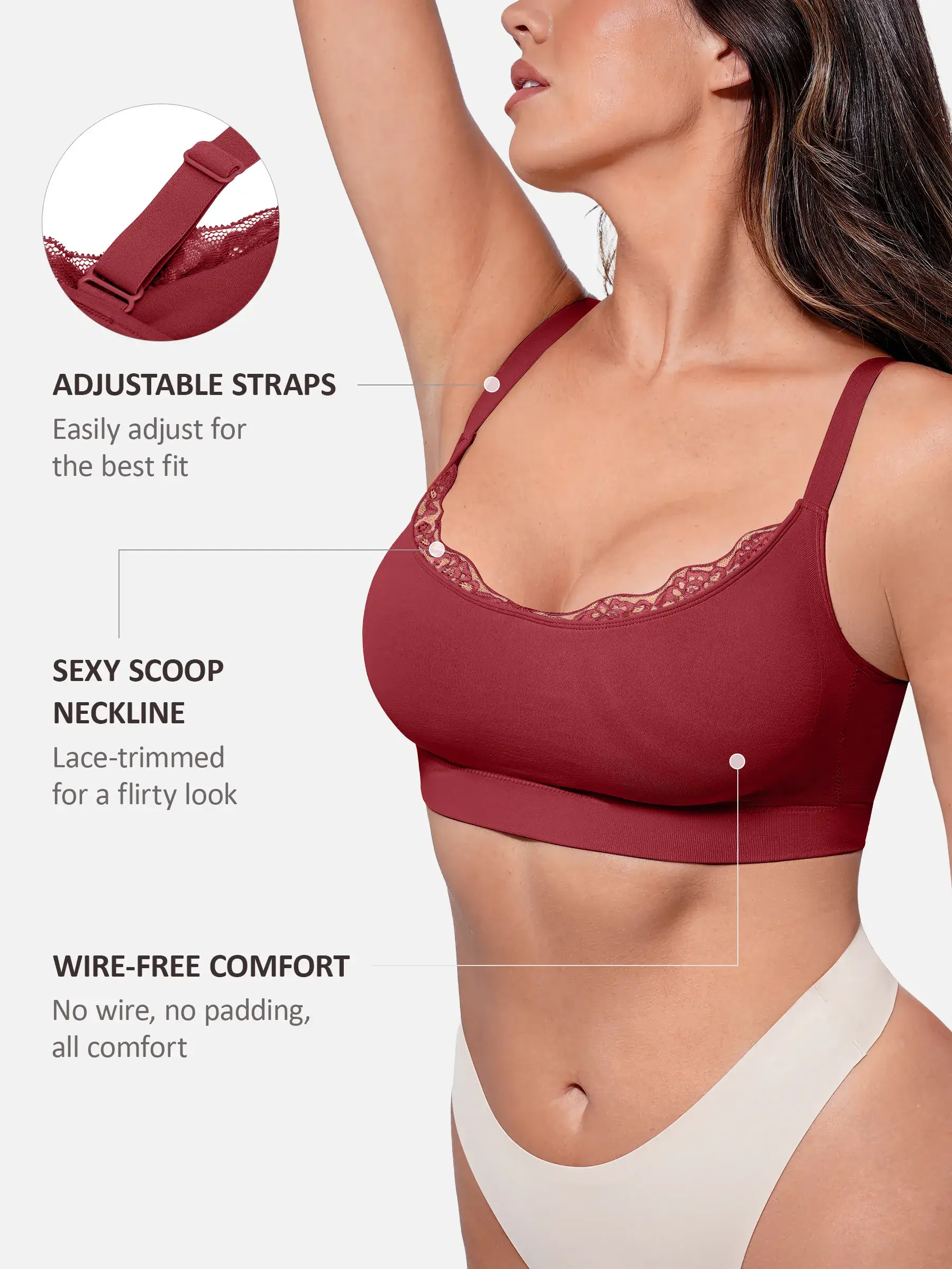 Feelingirl No Underwire Seamless Lace Everyday Bra - Image 30