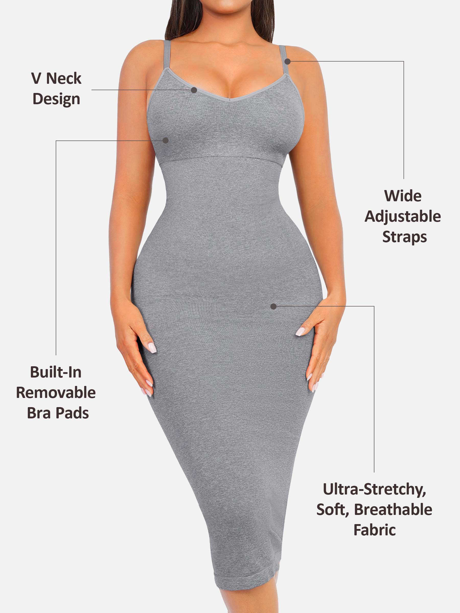 Feelingirl Seamless Midi Body Shaper Dress - Image 12