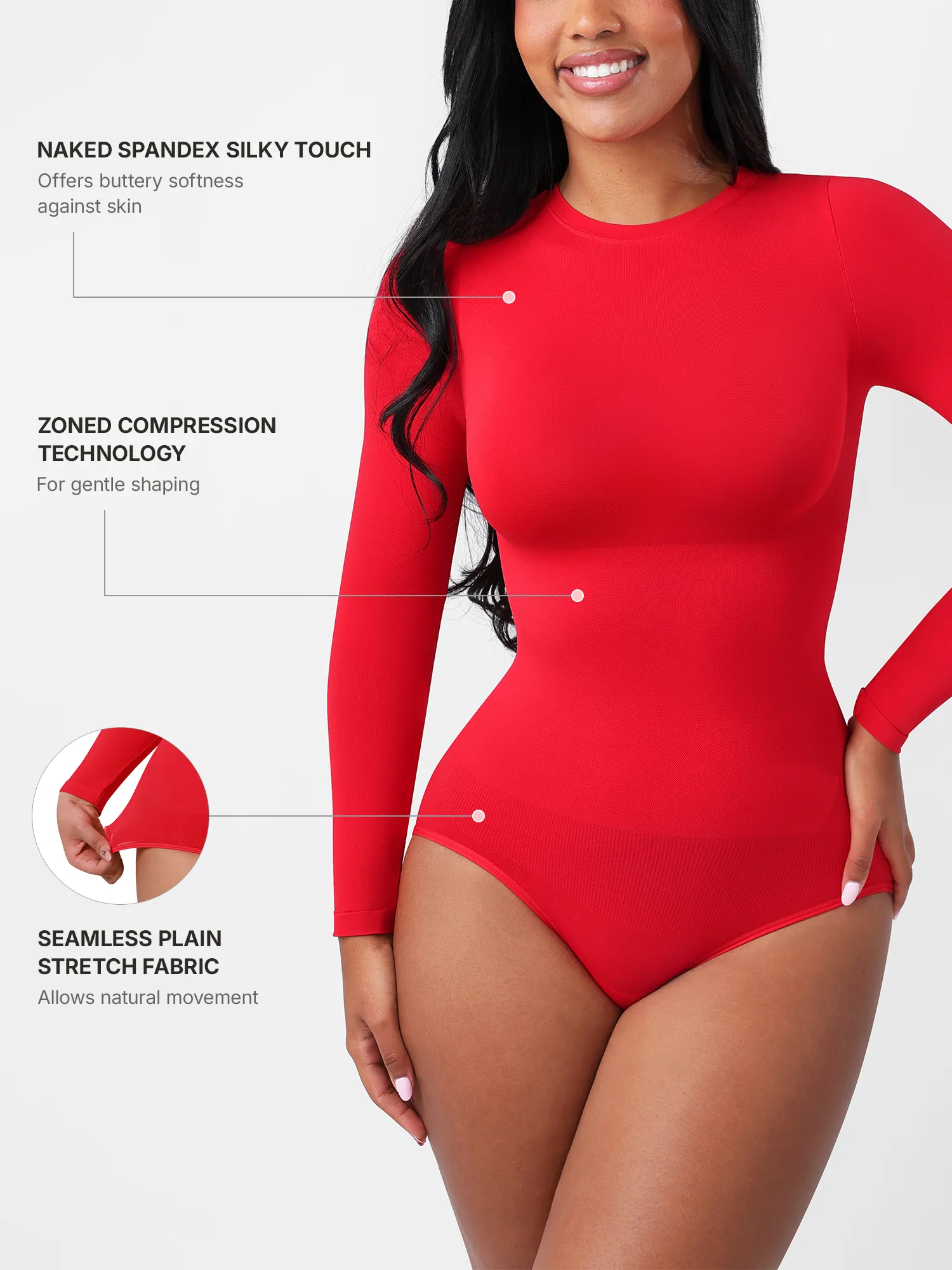 Feelingirl Seamless Ultra-Soft Crew Neck Bodysuit - Image 14