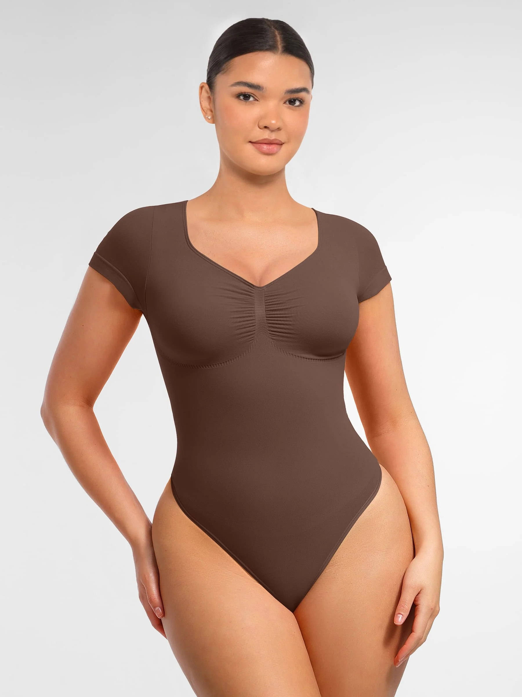 Feelingirl Tummy Control Seamless Short-Sleeve Bodysuit - Image 31