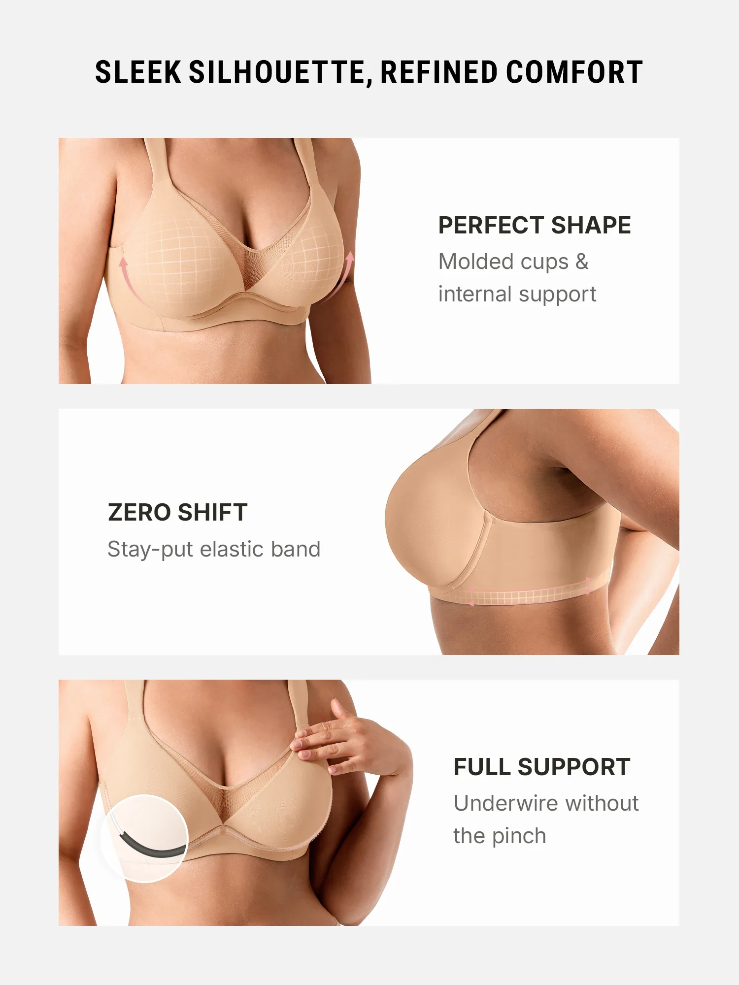 Feelingirl Unlined Minimizer Bra with Sheer V-Neck - Image 11