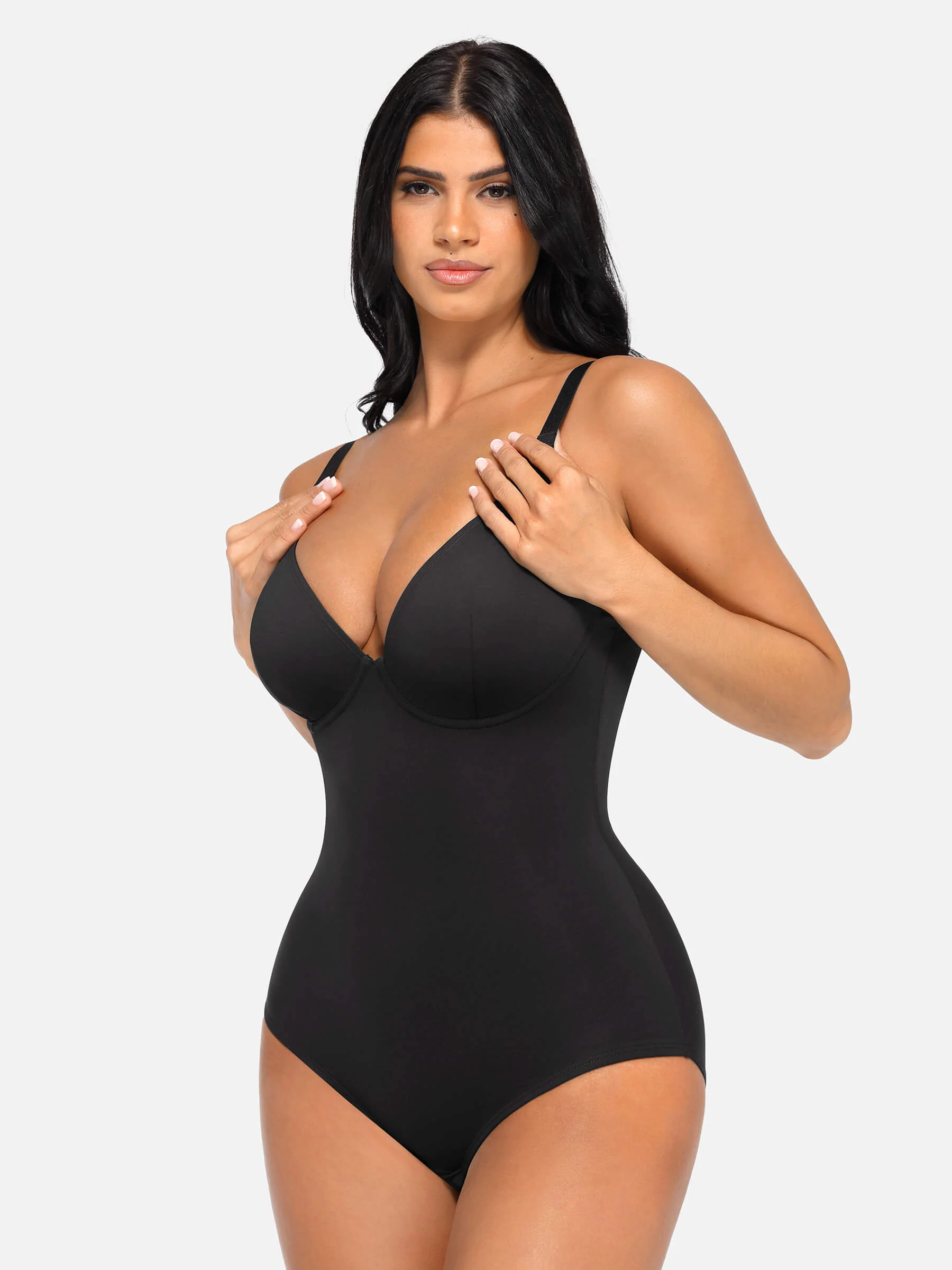 Feelingirl V Neck Tummy Control Shaping Bodysuit - Image 83