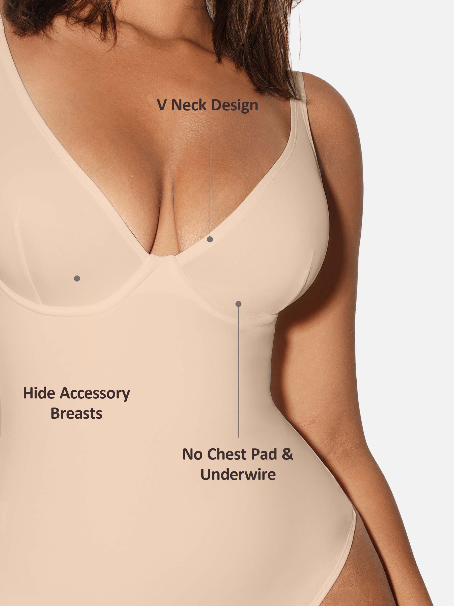 Feelingirl V Neck Tummy Control Shaping Bodysuit - Image 28