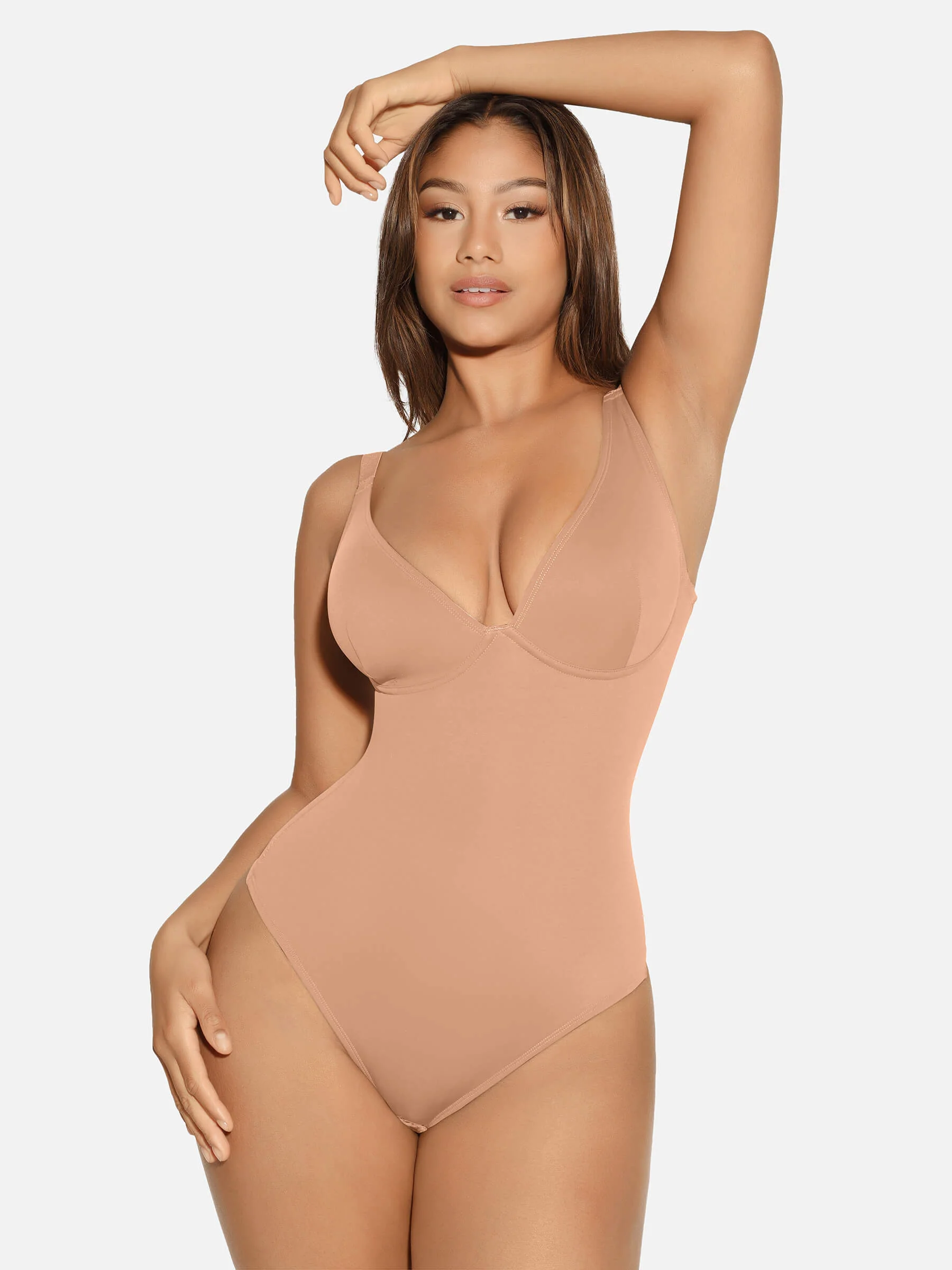 Feelingirl V Neck Tummy Control Shaping Bodysuit - Image 35