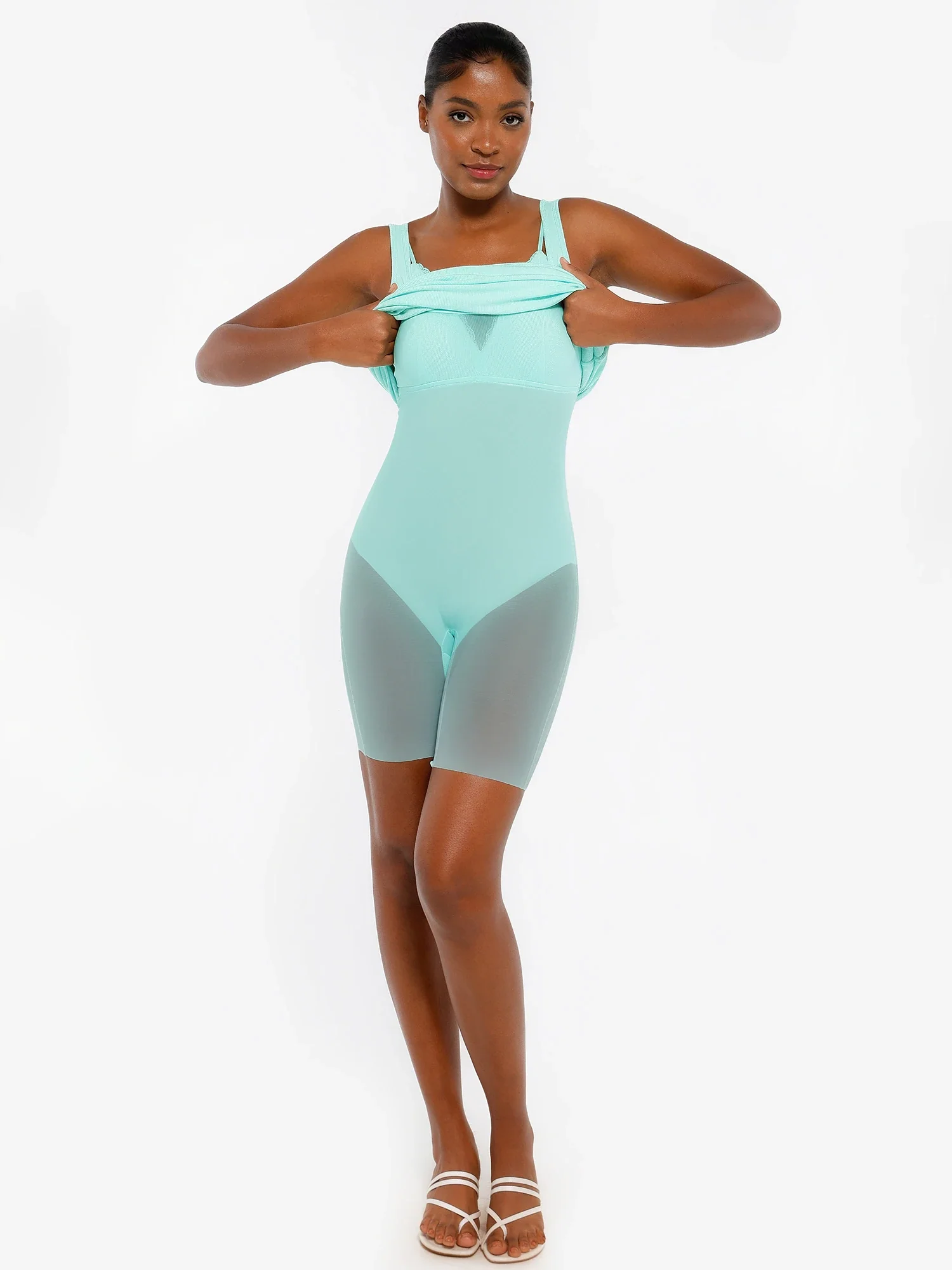 Popilush Shapewear Modal Sculpting Inner Lace Cami Mini Dress - Image 19