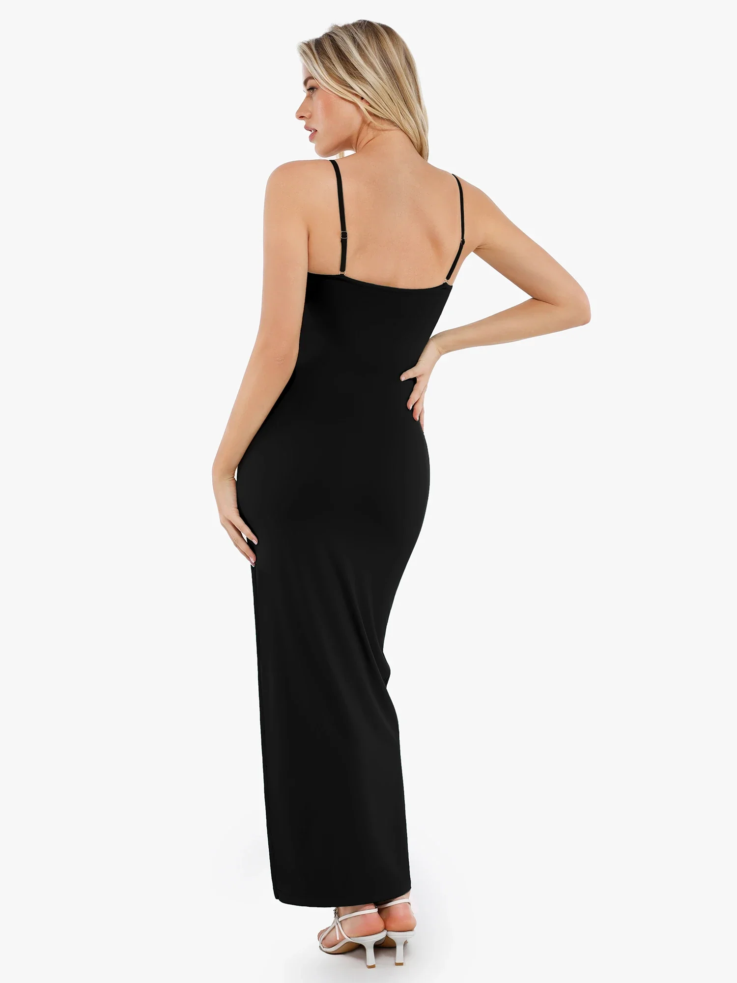 Popilush Shapewear Ruched Bias Twist Tummy Control Maxi Dress - Image 5